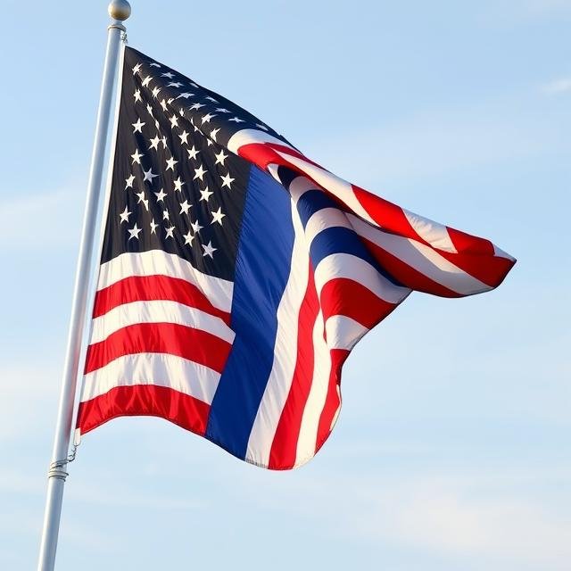 American Flag with the Blue Stripe